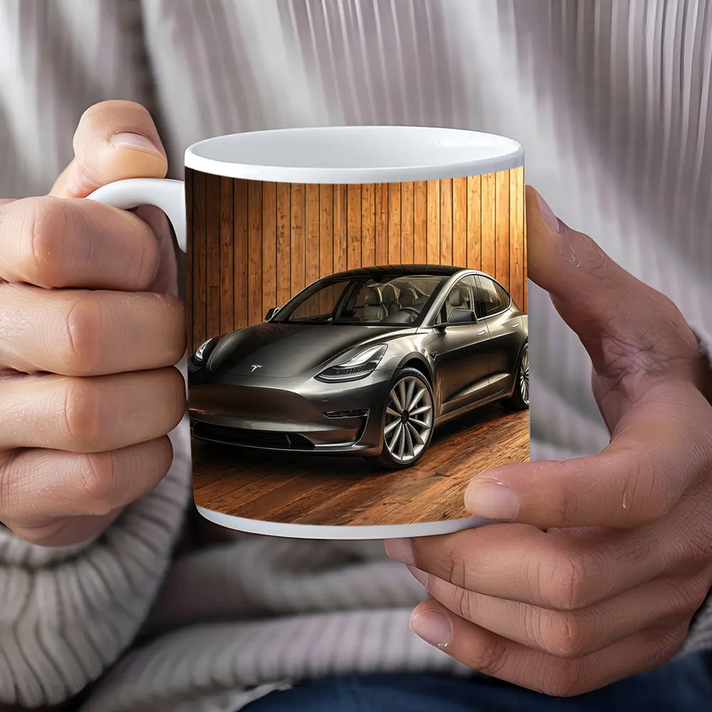 Tesla Model 3 Dark Gray Wooden Studio – Mugs