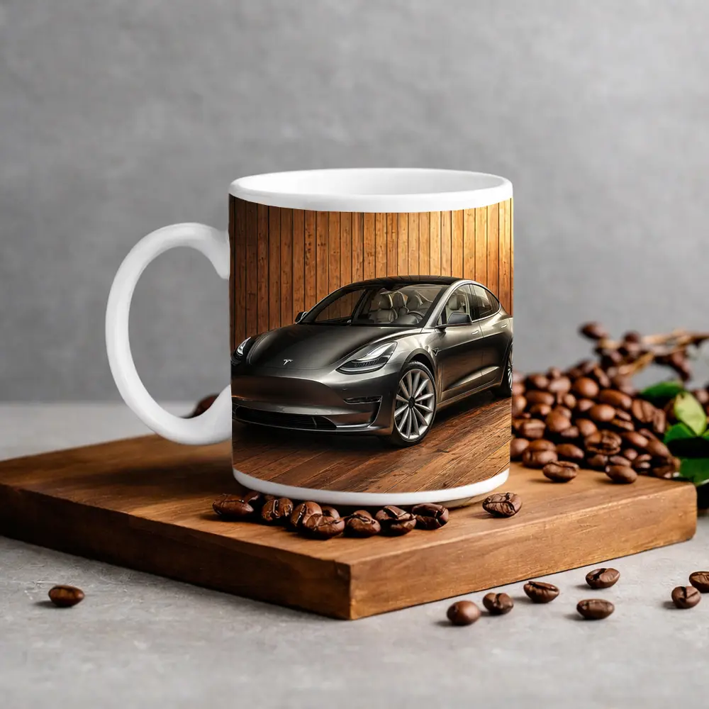 Tesla Model 3 Dark Gray Wooden Studio – Mugs