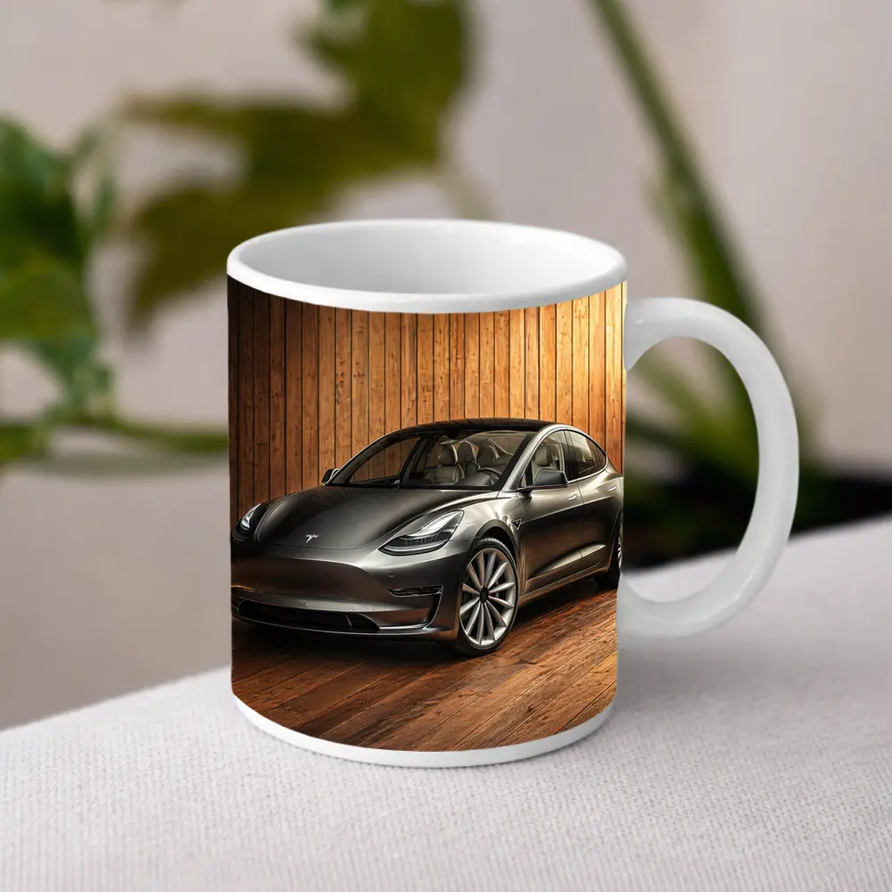 Tesla Model 3 Dark Gray Wooden Studio – Mugs