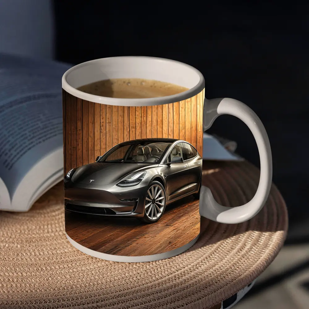 Tesla Model 3 Dark Gray Wooden Studio – Mugs