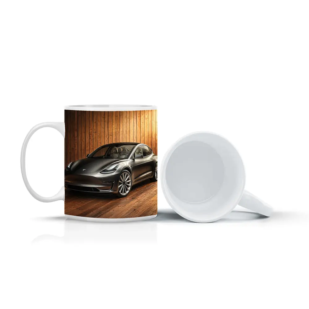 Tesla Model 3 Dark Gray Wooden Studio – Mugs