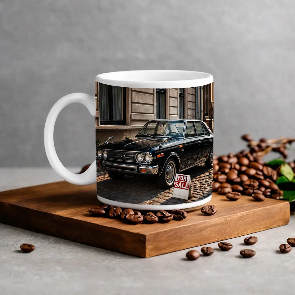 Toyota Classic Sedan Black Cobblestone Street – Mugs