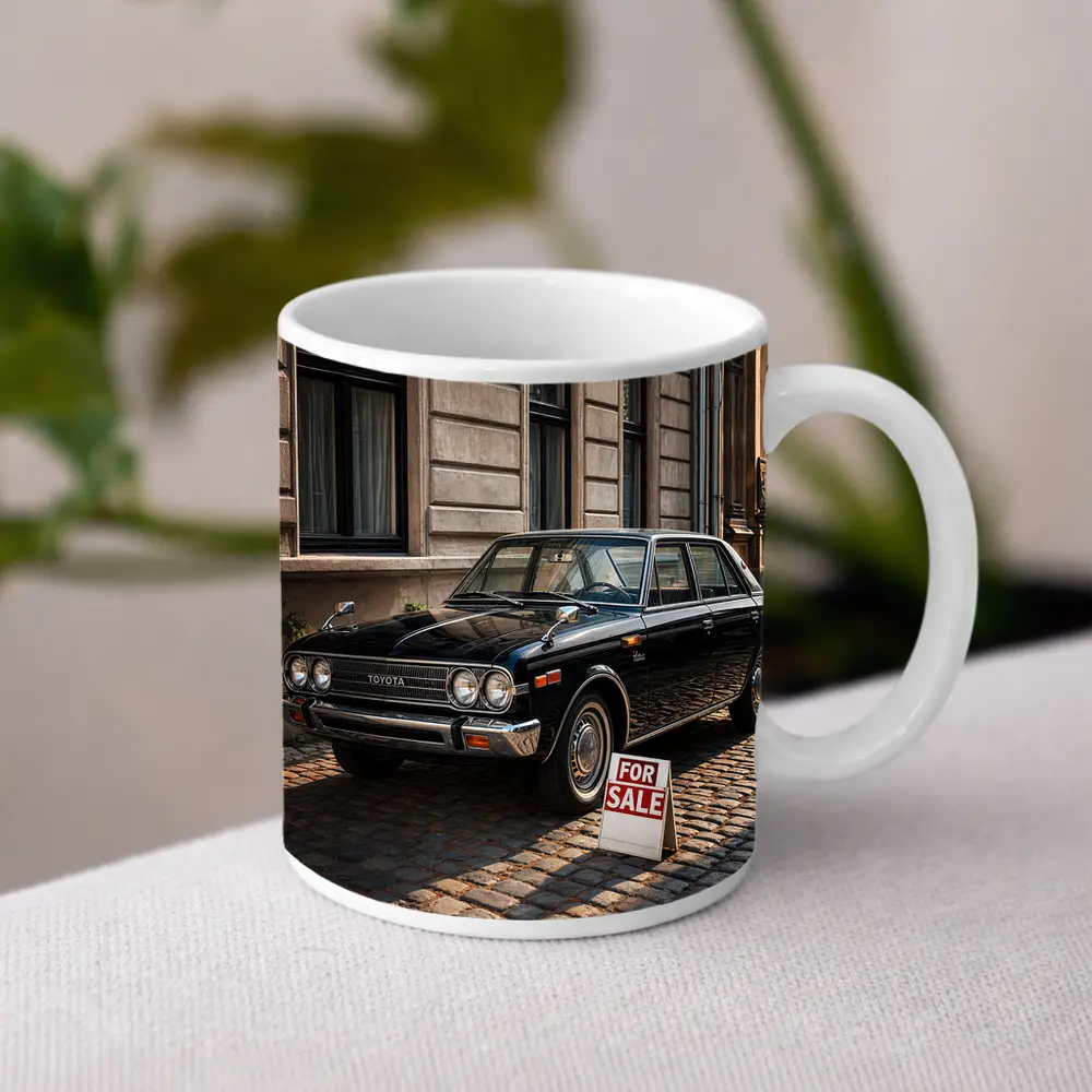 Toyota Classic Sedan Black Cobblestone Street – Mugs