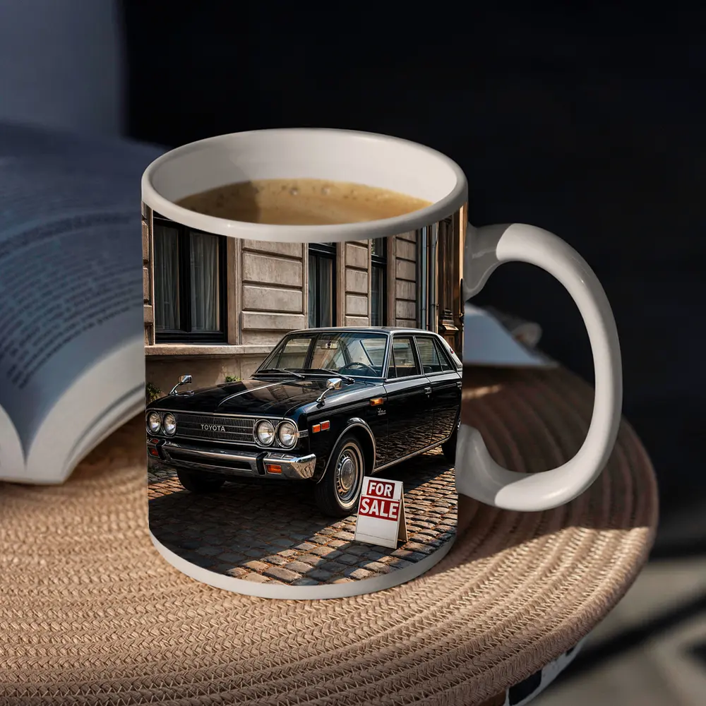 Toyota Classic Sedan Black Cobblestone Street – Mugs