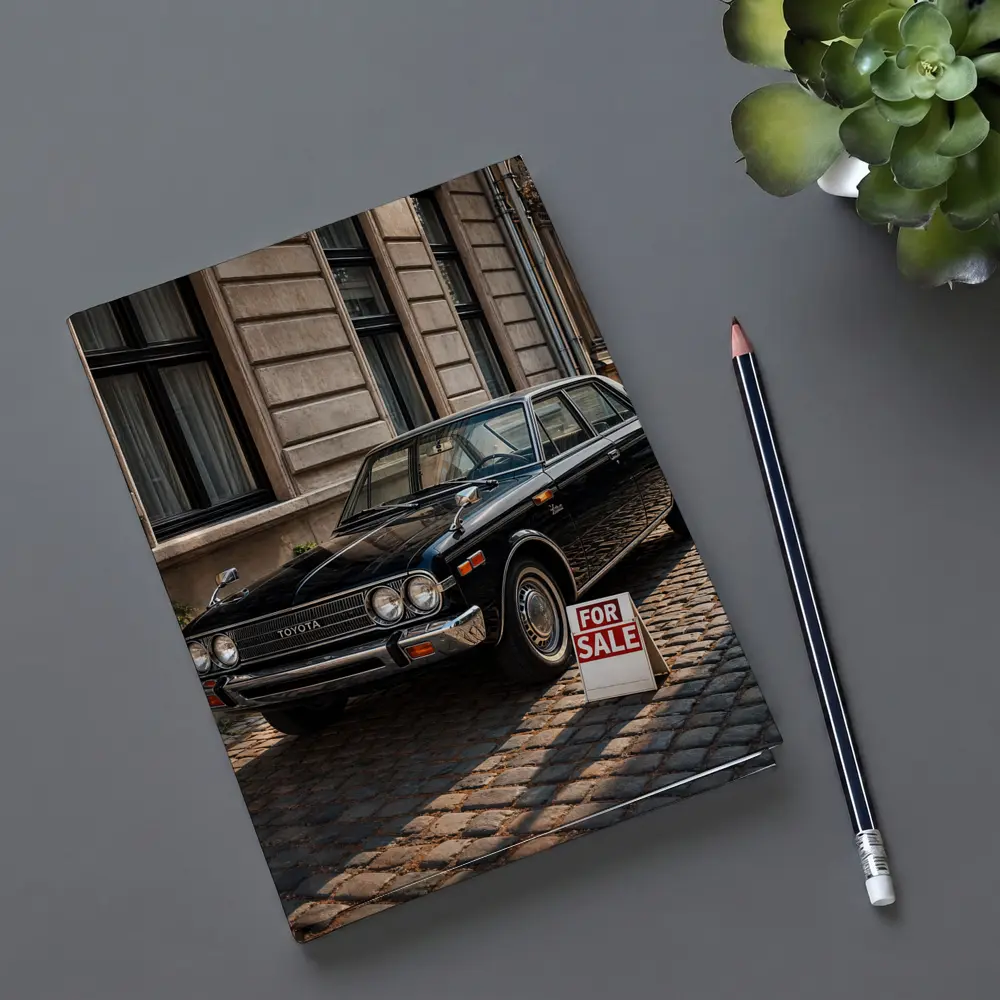 Toyota Classic Sedan Black Cobblestone Street – Notebooks