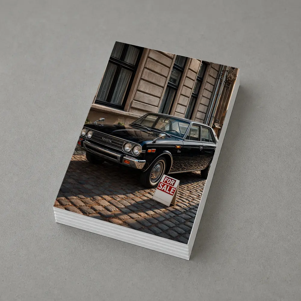 Toyota Classic Sedan Black Cobblestone Street – Postcards