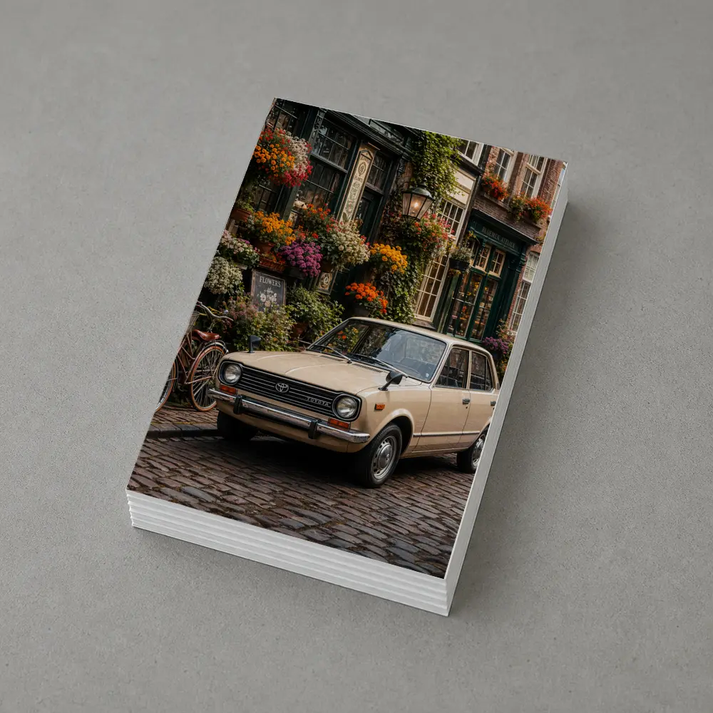 Toyota Corolla Classic Car Cobblestone Street Scene – Postcards
