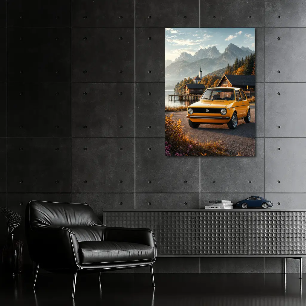 Volkswagen Golf MK1 Alpine Lake Setting – Wall Art
