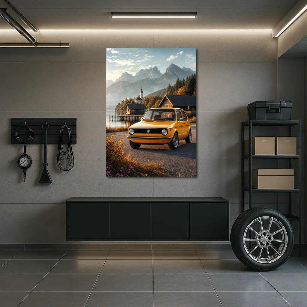 Volkswagen Golf MK1 Alpine Lake Setting – Wall Art