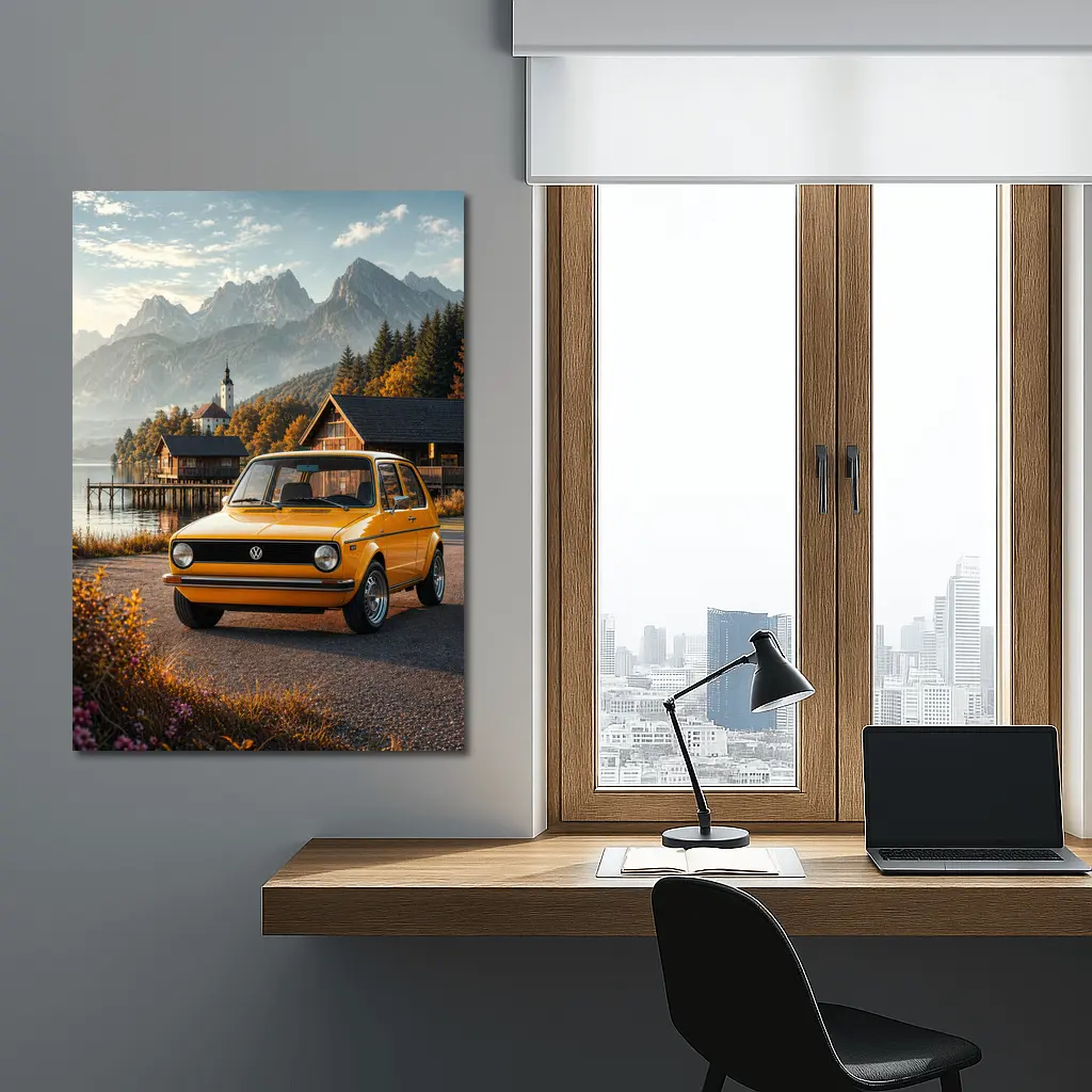 Volkswagen Golf MK1 Alpine Lake Setting – Wall Art