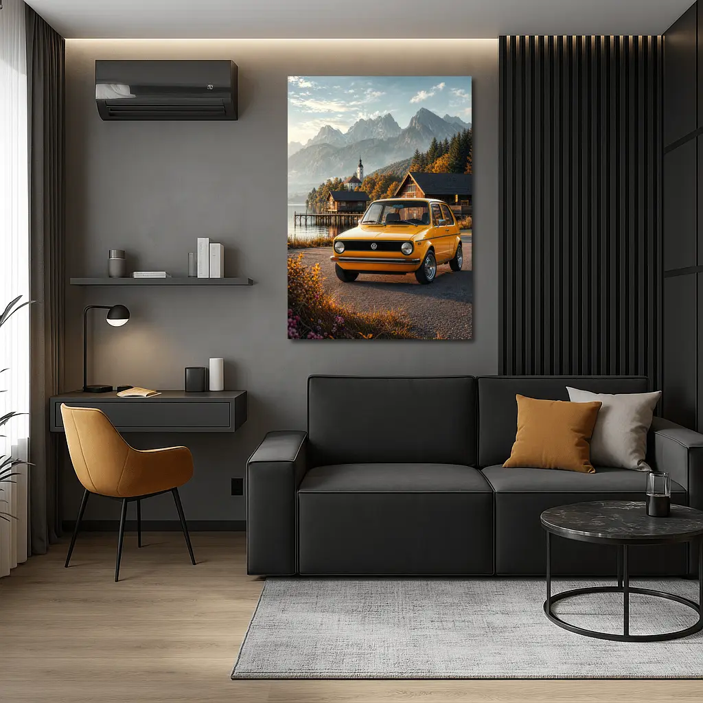 Volkswagen Golf MK1 Alpine Lake Setting – Wall Art