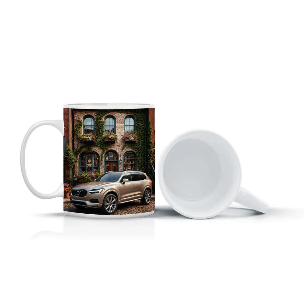 Volvo XC90 Parked Outside Ivy Covered Building – Mugs