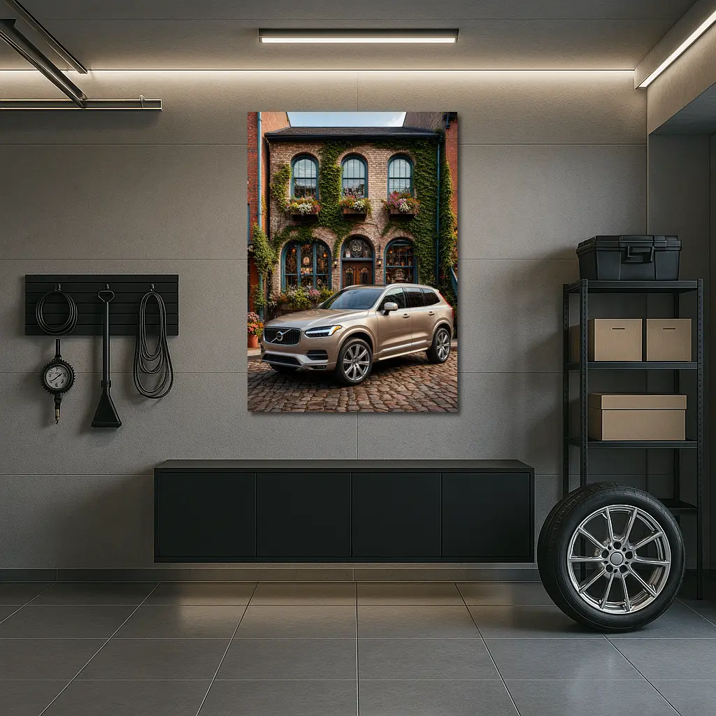 Volvo XC90 Parked Outside Ivy Covered Building – Wall Art