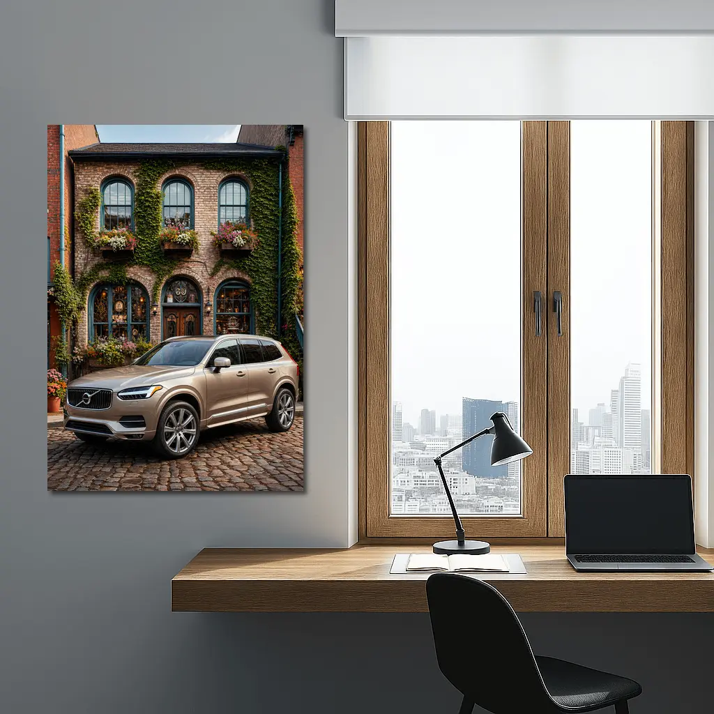 Volvo XC90 Parked Outside Ivy Covered Building – Wall Art