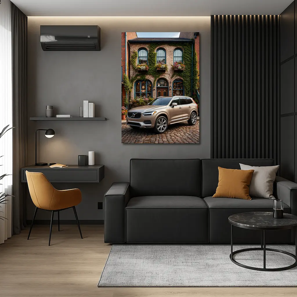 Volvo XC90 Parked Outside Ivy Covered Building – Wall Art