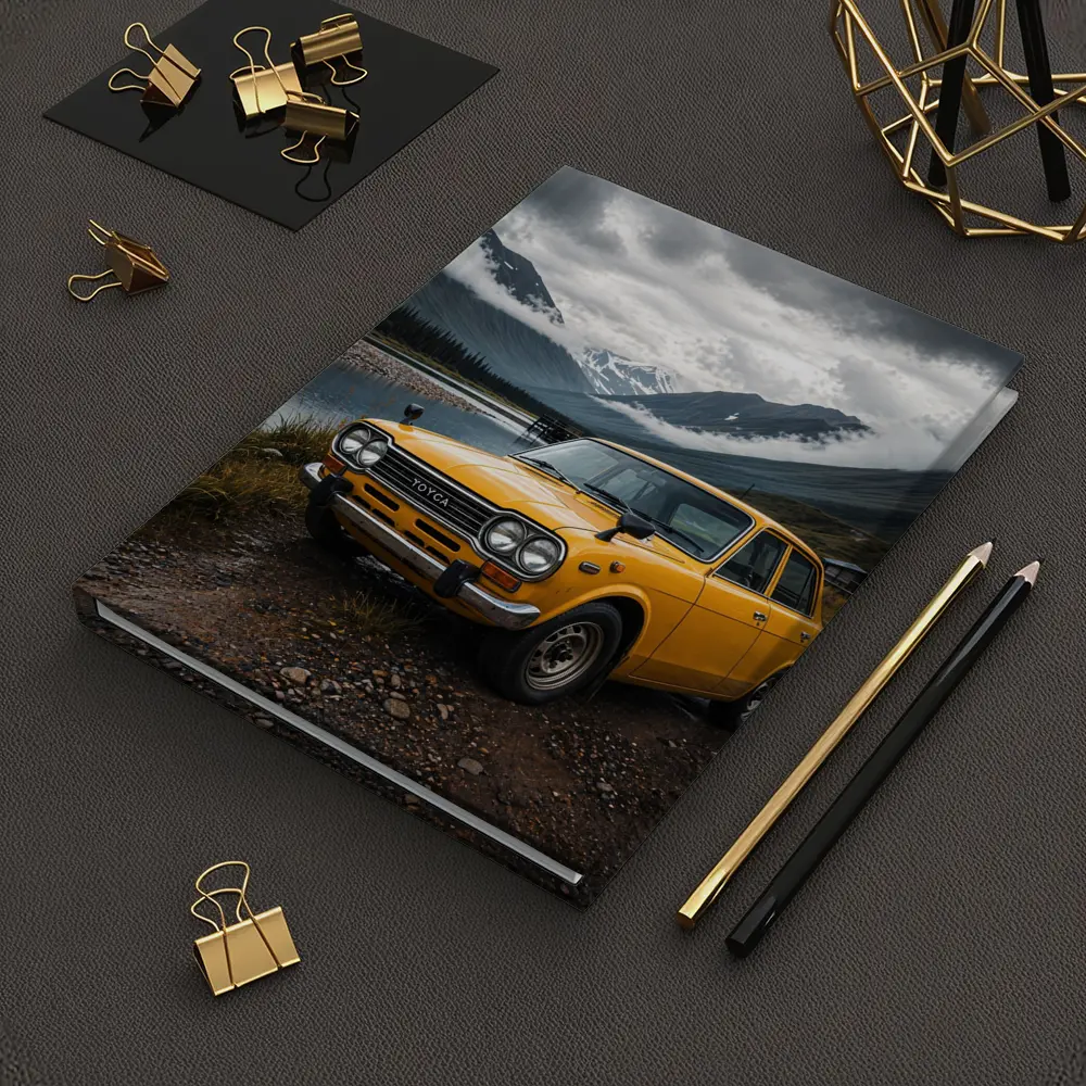 Vintage Toyota Corolla Yellow Mountain Lake – Notebooks