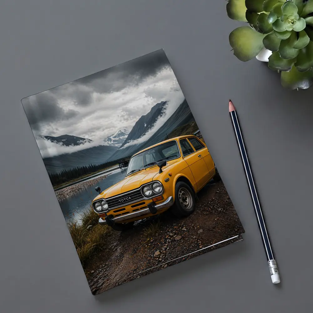 Vintage Toyota Corolla Yellow Mountain Lake – Notebooks
