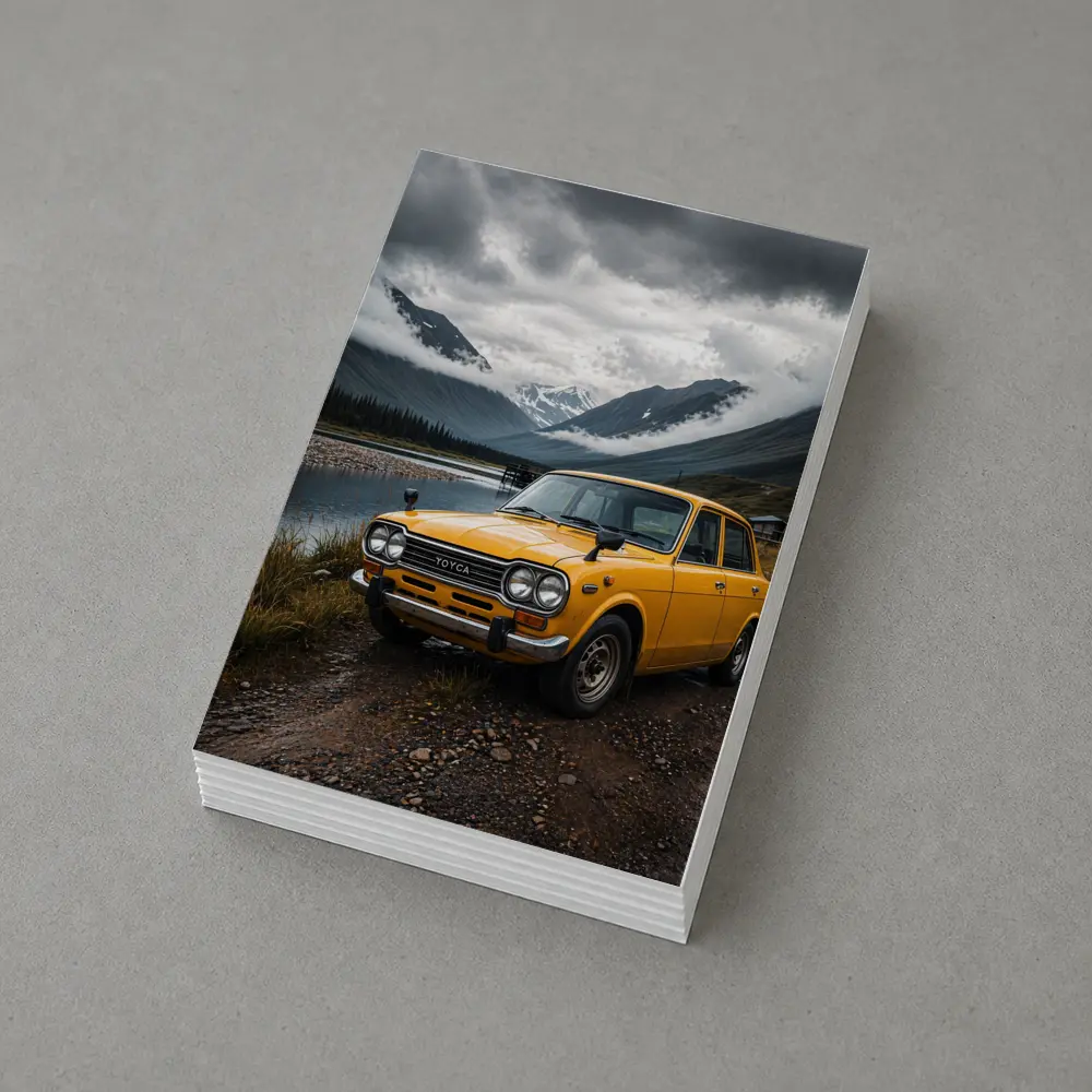 Vintage Toyota Corolla Yellow Mountain Lake – Postcards
