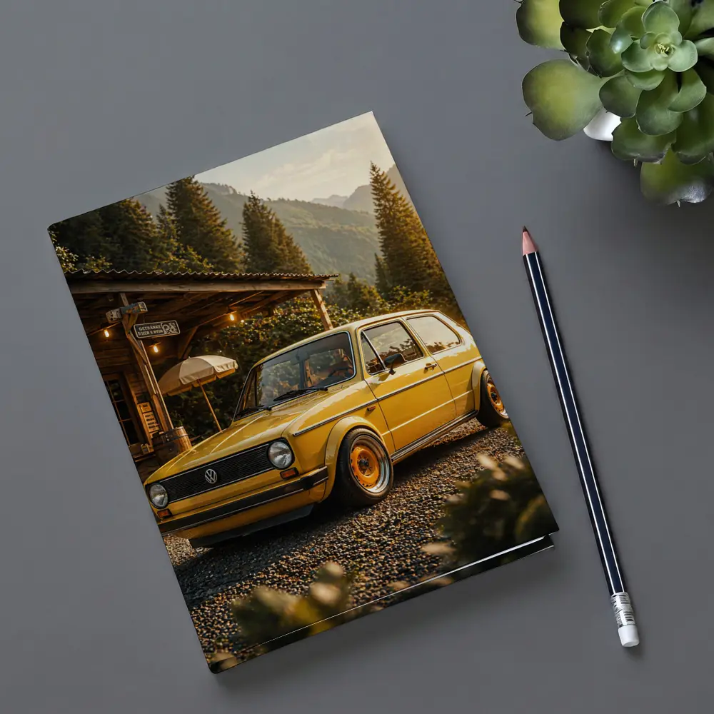 Vintage Volkswagen Golf Mk1 Yellow Mountains – Notebooks
