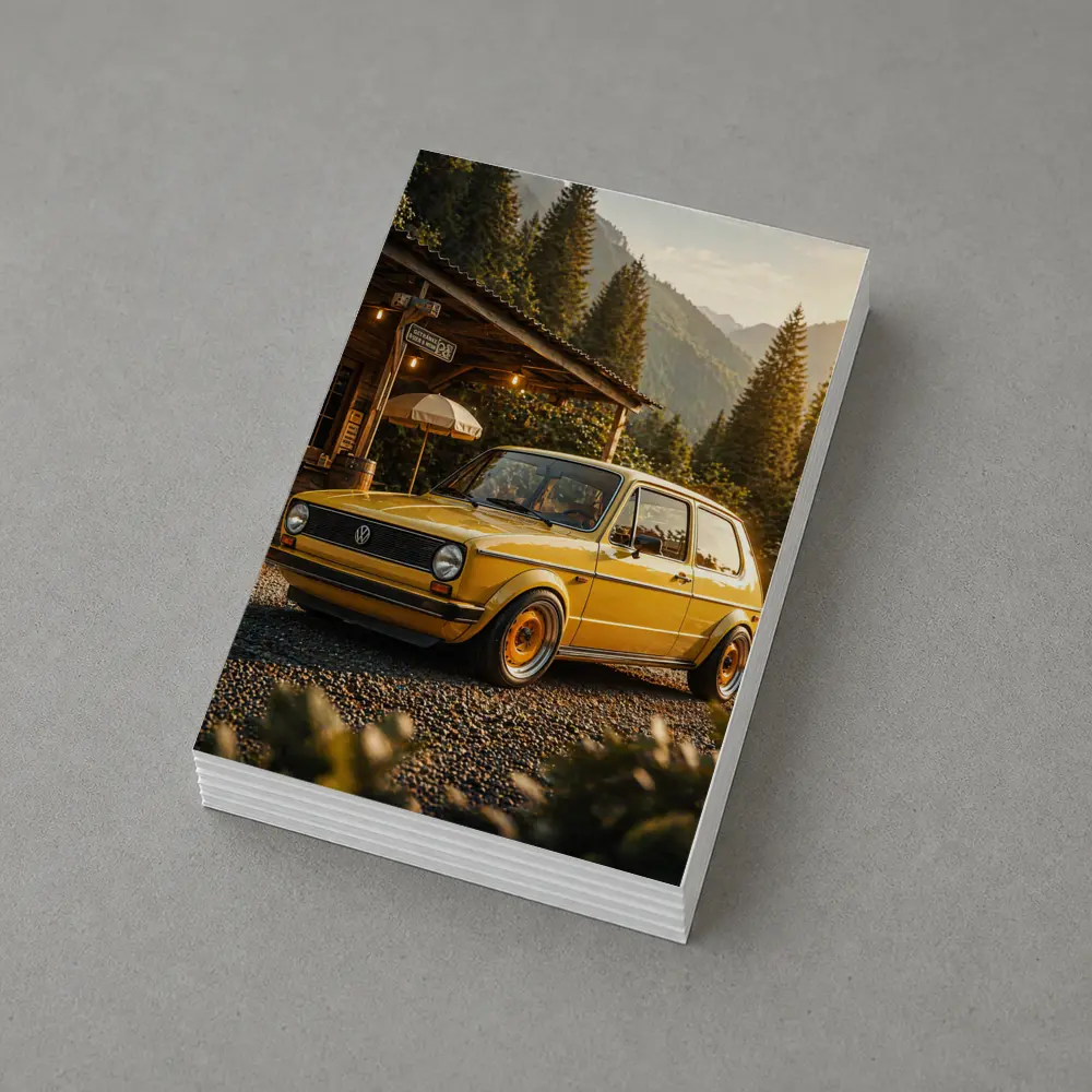 Vintage Volkswagen Golf Mk1 Yellow Mountains – Postcards