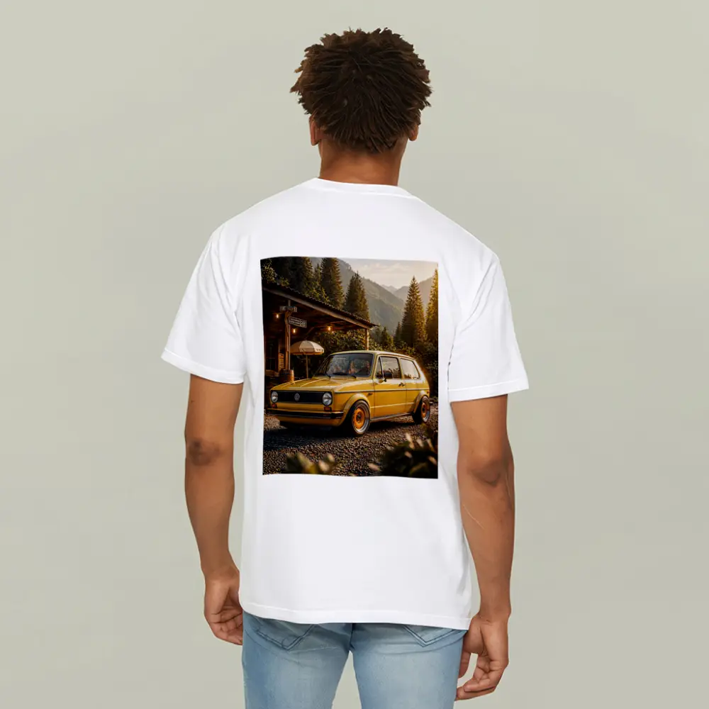 Vintage Volkswagen Golf Mk1 Yellow Mountains – T-Shirts
