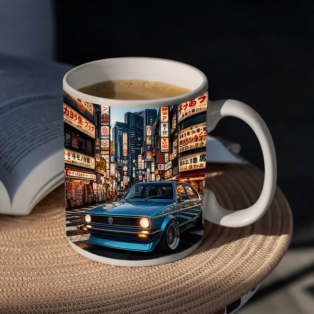 Volkswagen Golf MK1 Tokyo Japan Night Street – Mugs