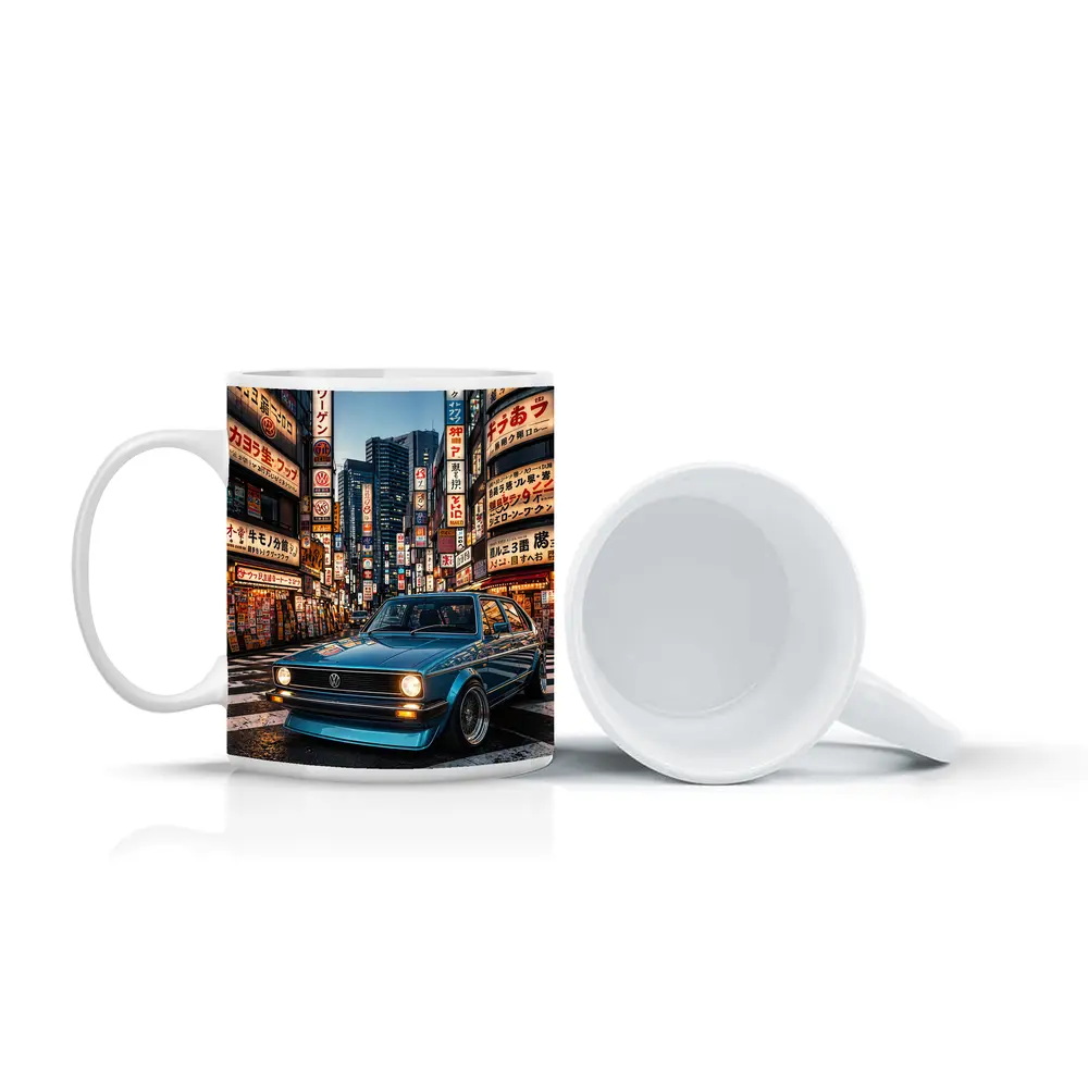 Volkswagen Golf MK1 Tokyo Japan Night Street – Mugs
