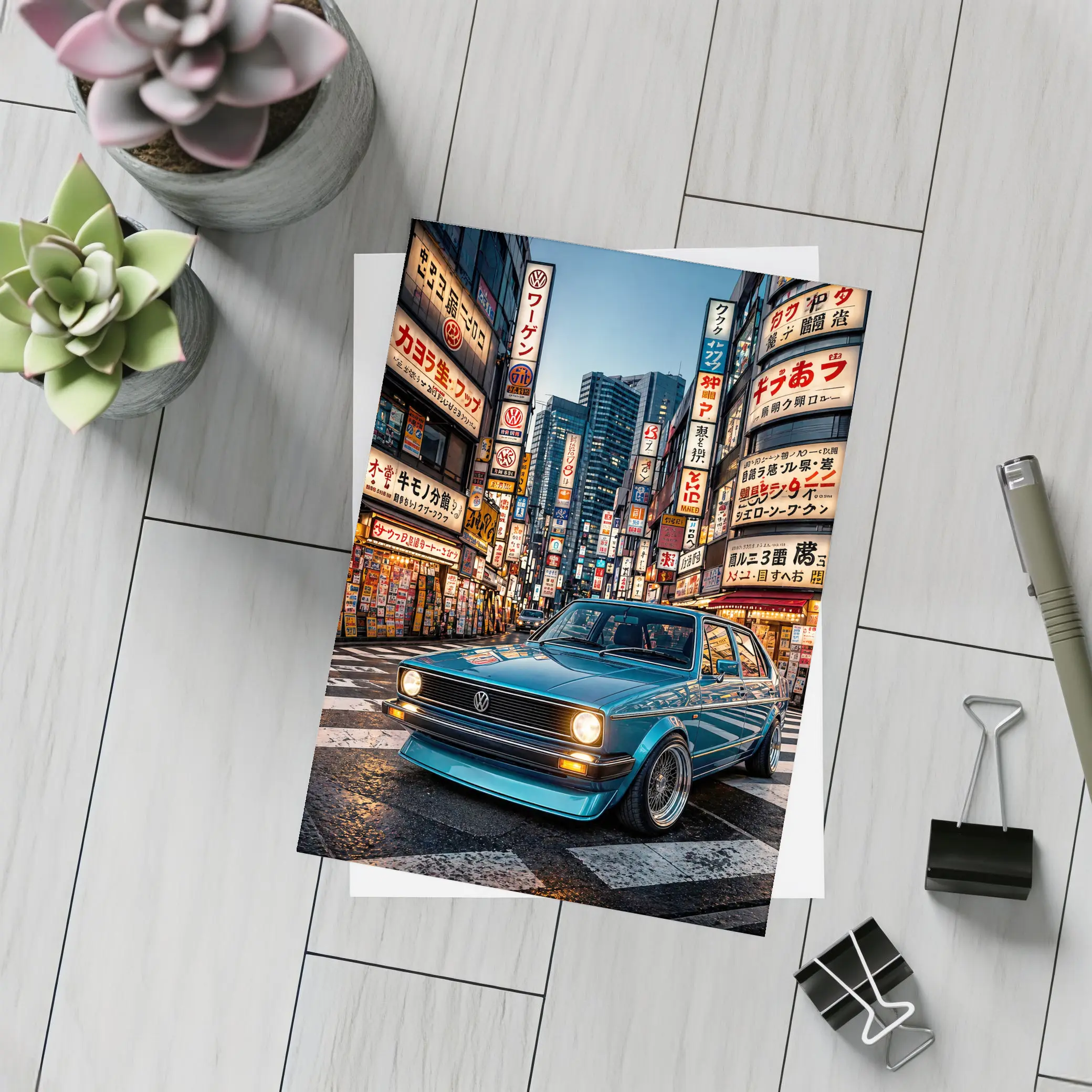 Volkswagen Golf MK1 Tokyo Japan Night Street – Postcards