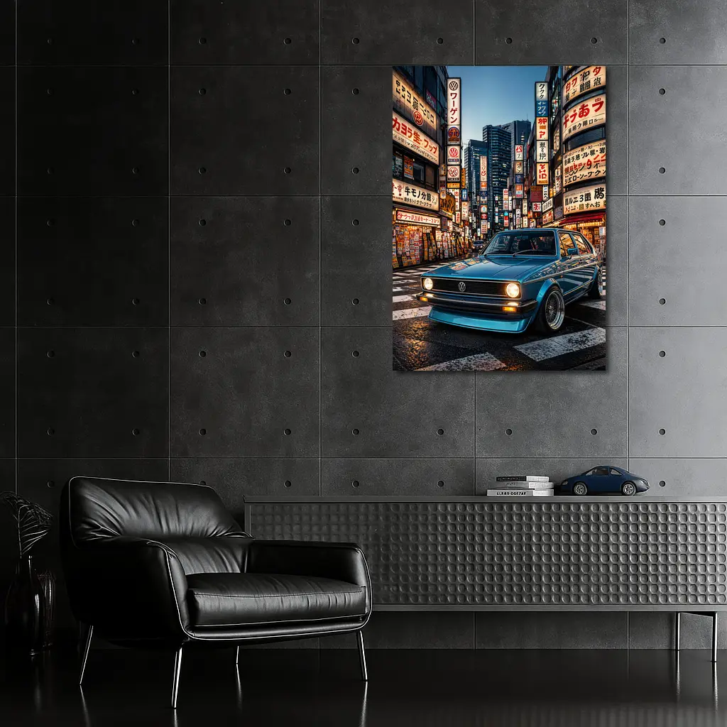 Volkswagen Golf MK1 Tokyo Japan Night Street – Wall Art