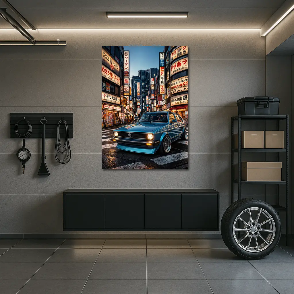 Volkswagen Golf MK1 Tokyo Japan Night Street – Wall Art