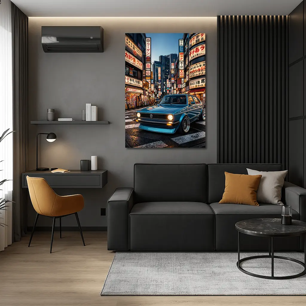 Volkswagen Golf MK1 Tokyo Japan Night Street – Wall Art