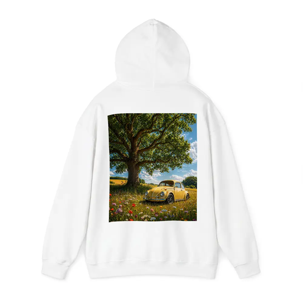 Yellow Volkswagen Beetle Wildflower Field Summer – Hoodies