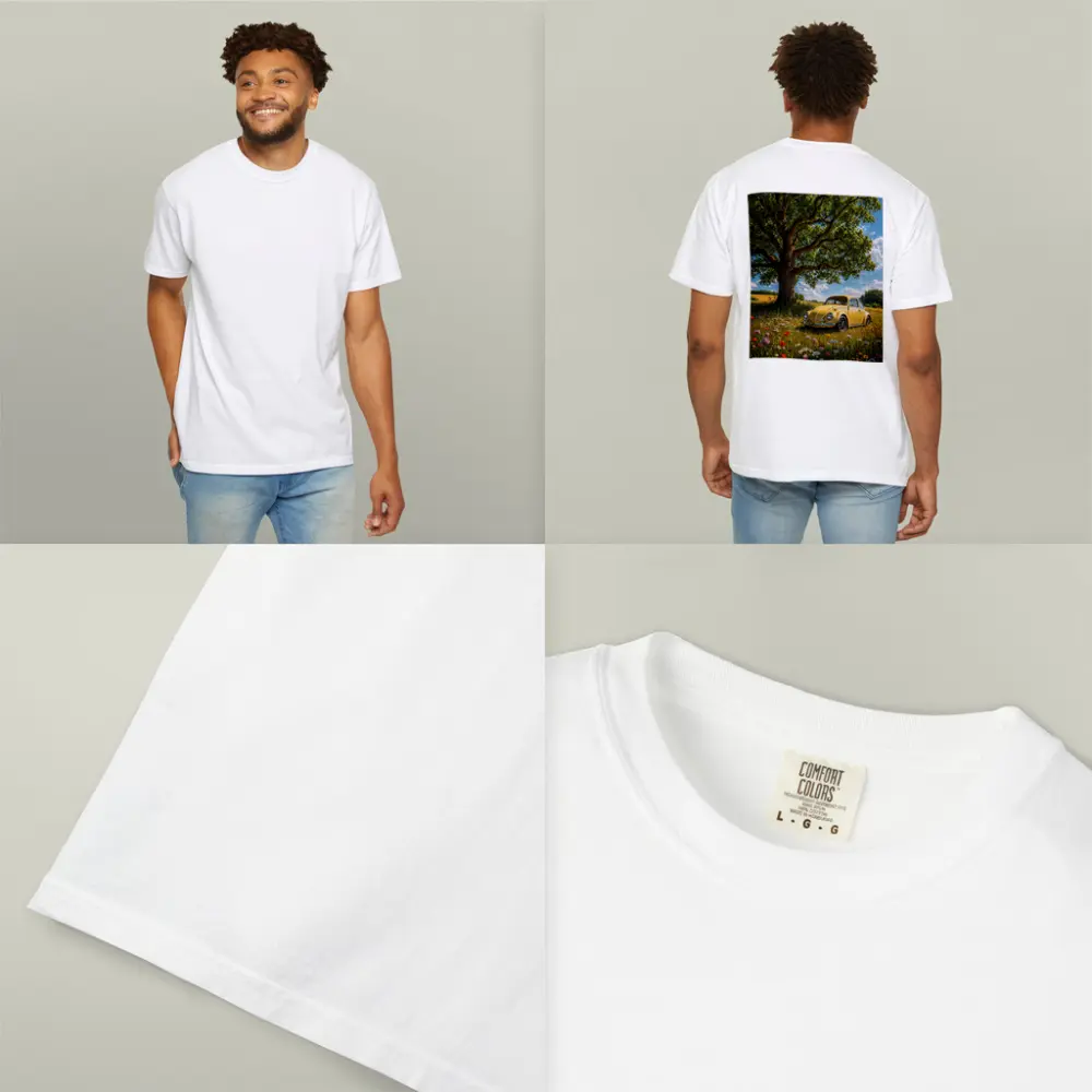 Yellow Volkswagen Beetle Wildflower Field Summer – T-Shirts