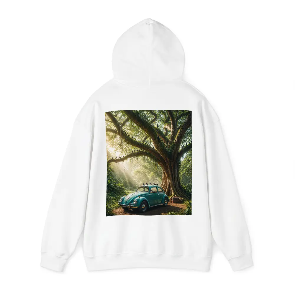 Teal Volkswagen Beetle Under Giant Forest Tree – Hoodies