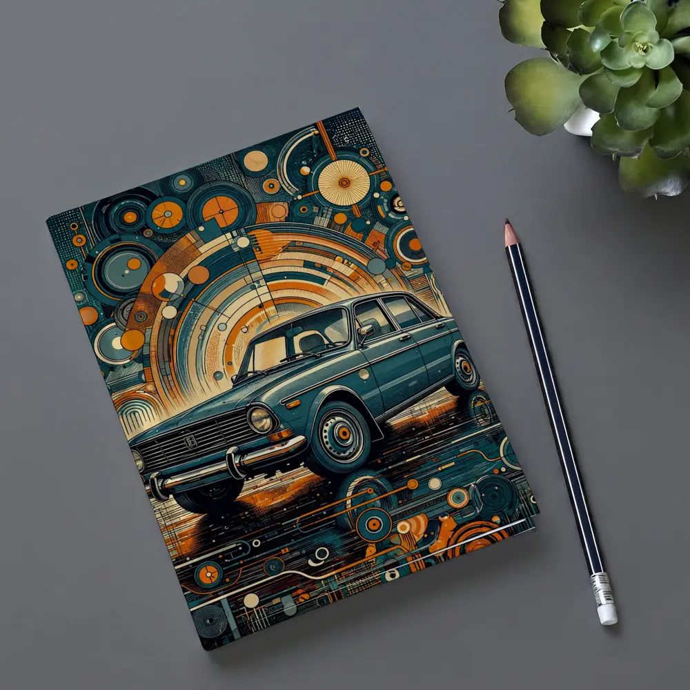 Vintage Soviet Sedan Retro Abstract Background Art – Notebooks