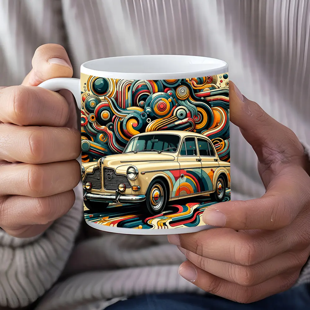 Vintage Volvo Classic Car Abstract Swirl Art – Mugs