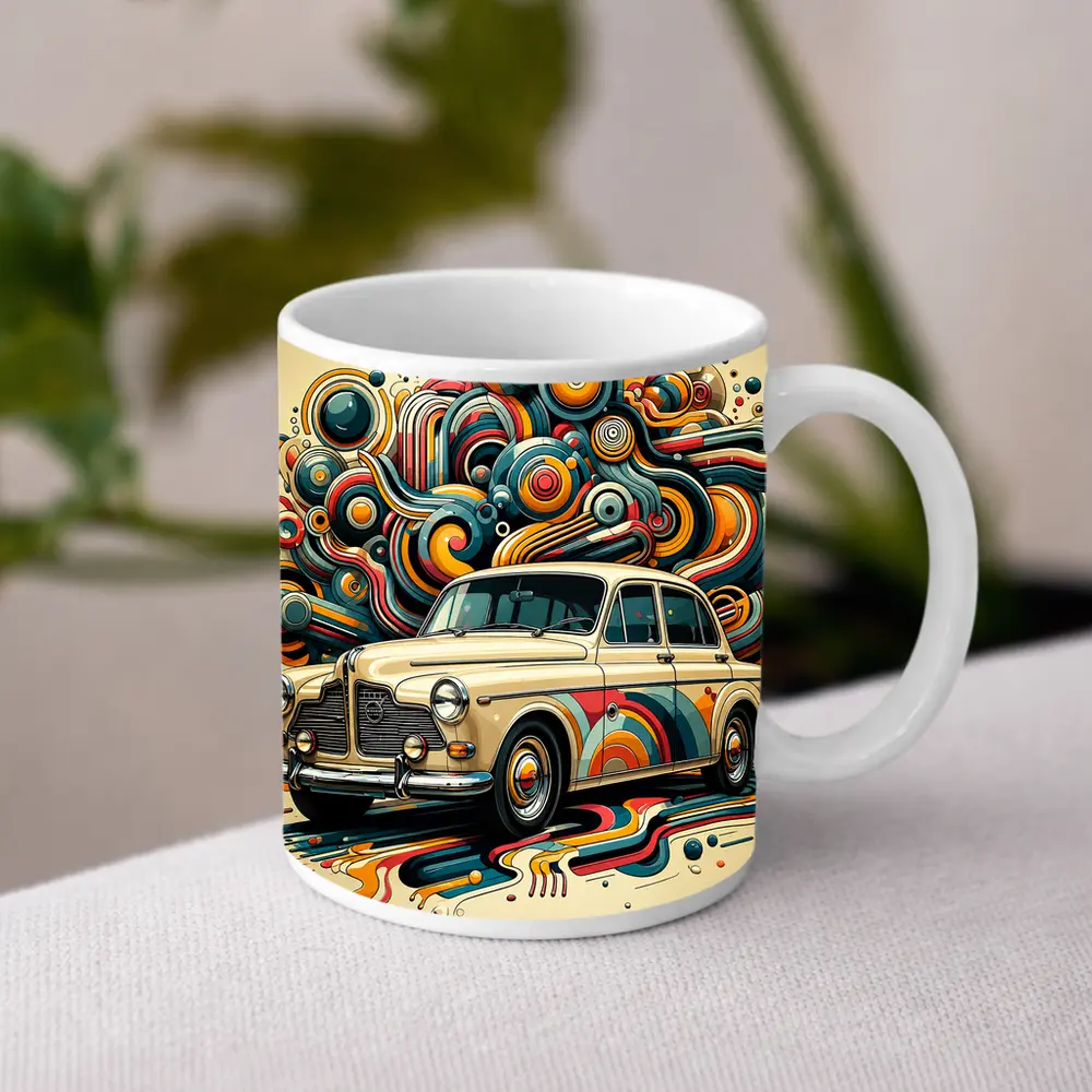Vintage Volvo Classic Car Abstract Swirl Art – Mugs