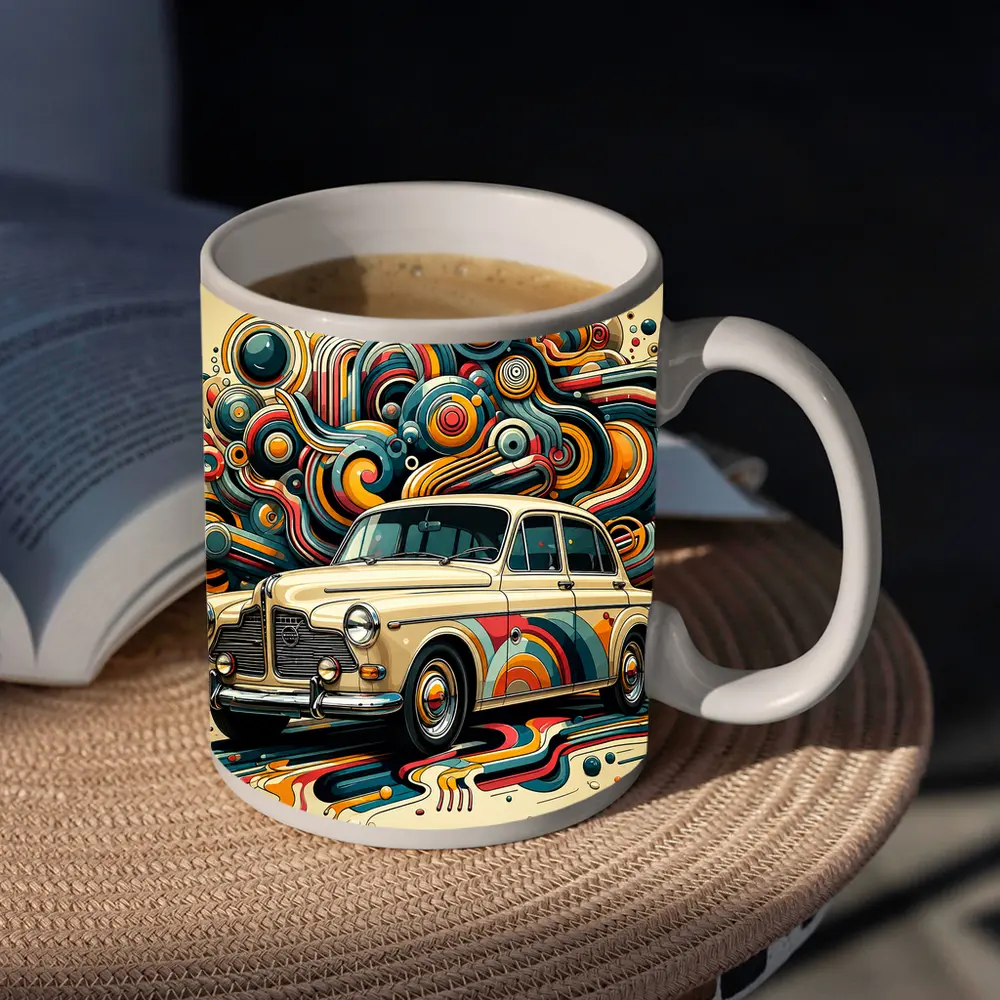Vintage Volvo Classic Car Abstract Swirl Art – Mugs