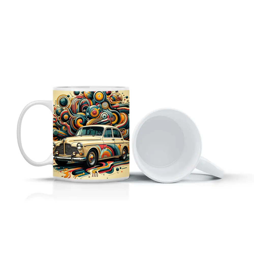 Vintage Volvo Classic Car Abstract Swirl Art – Mugs