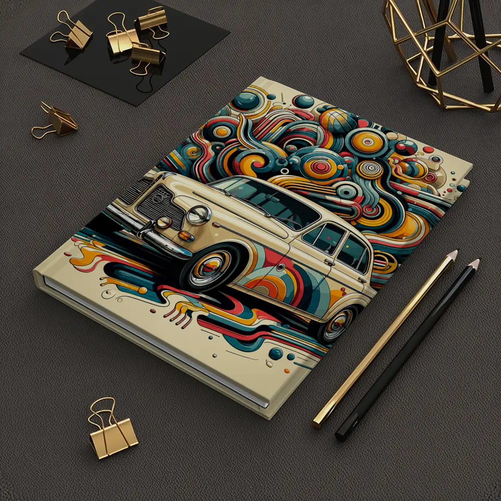 Vintage Volvo Classic Car Abstract Swirl Art – Notebooks