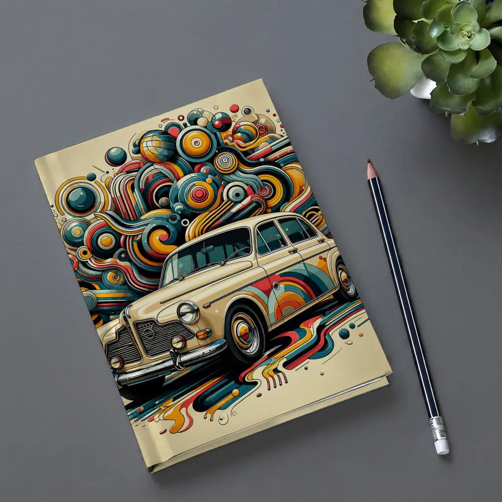 Vintage Volvo Classic Car Abstract Swirl Art – Notebooks