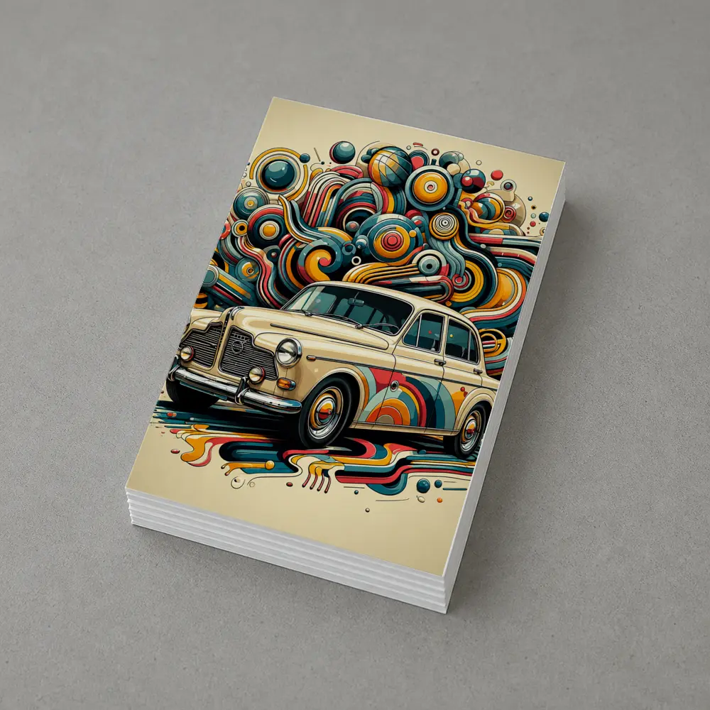 Vintage Volvo Classic Car Abstract Swirl Art – Postcards
