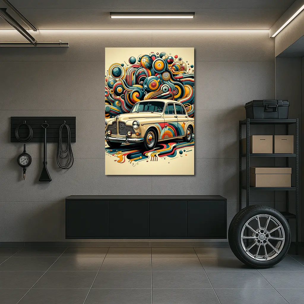 Vintage Volvo Classic Car Abstract Swirl Art – Wall Art