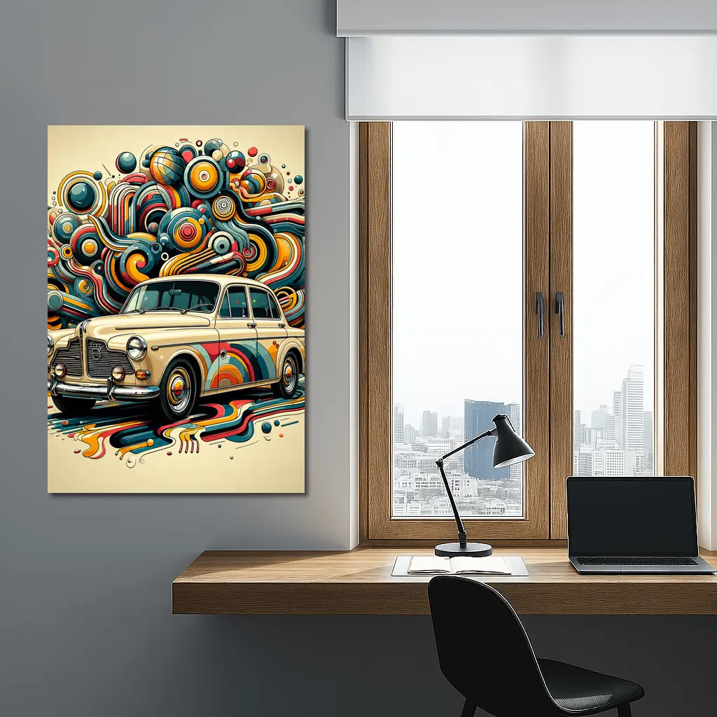 Vintage Volvo Classic Car Abstract Swirl Art – Wall Art