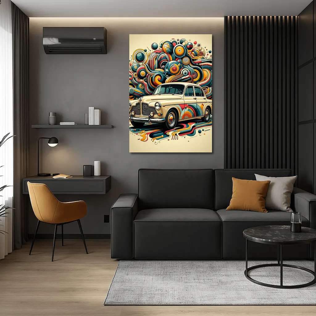 Vintage Volvo Classic Car Abstract Swirl Art – Wall Art