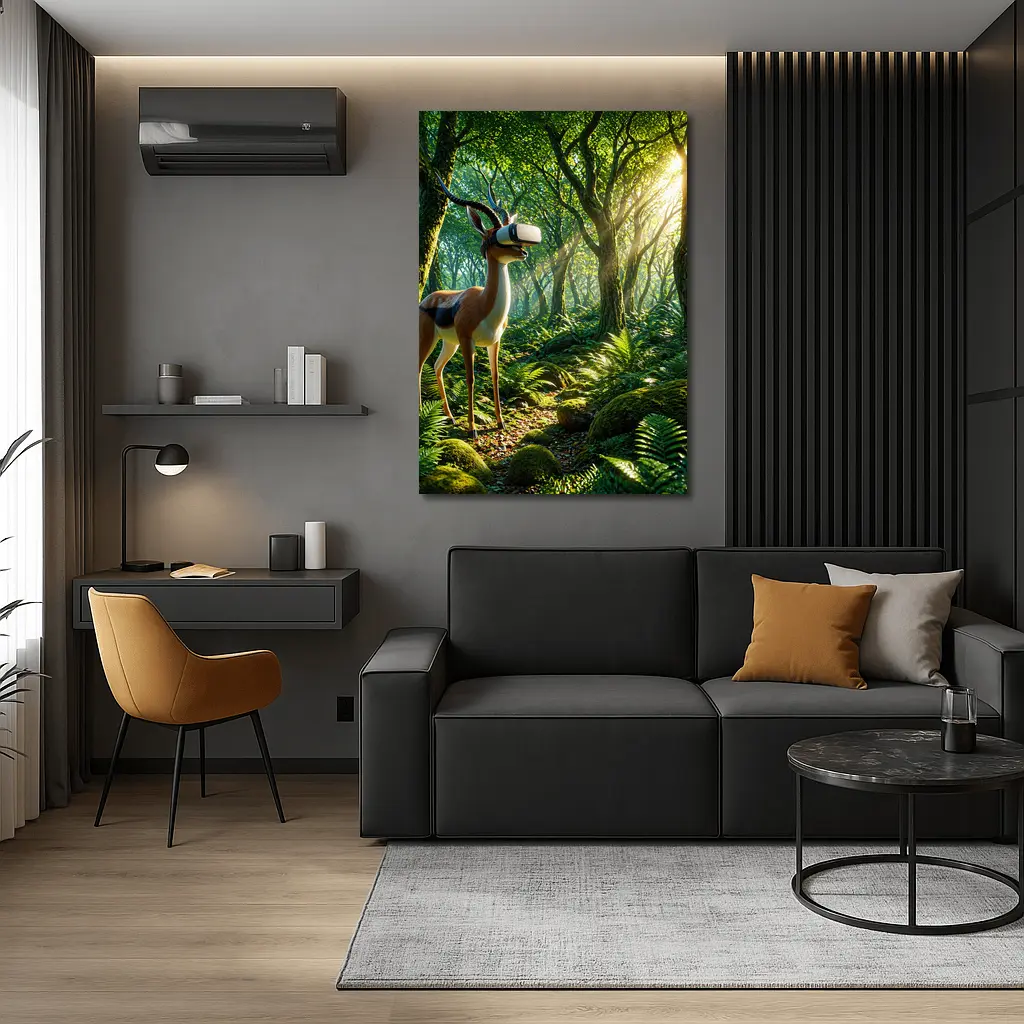 Antelope Wearing VR Headset in Forest – Wall Art