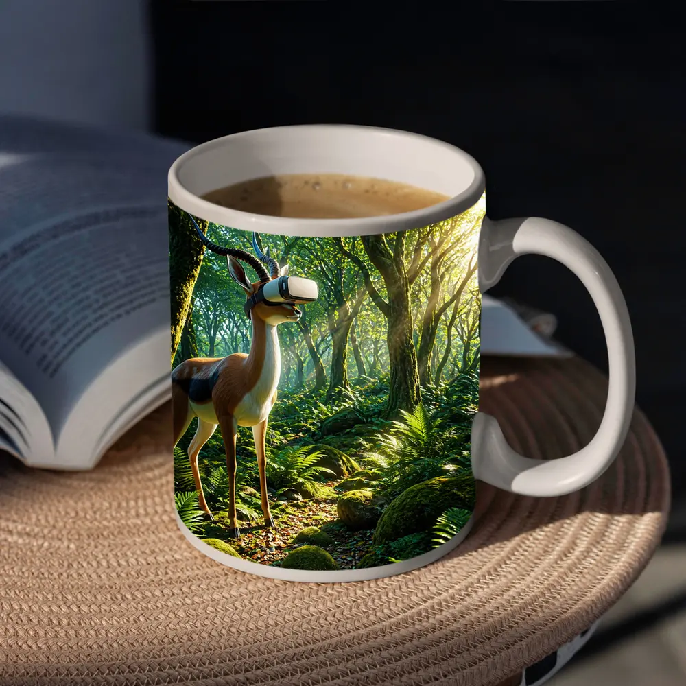 Antelope Wearing VR Headset in Forest – Mugs