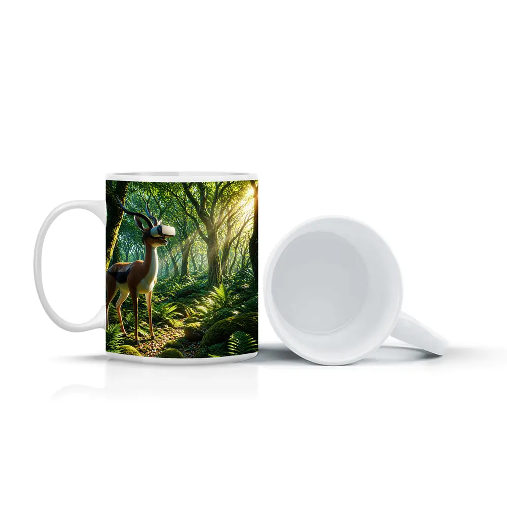 Antelope Wearing VR Headset in Forest – Mugs