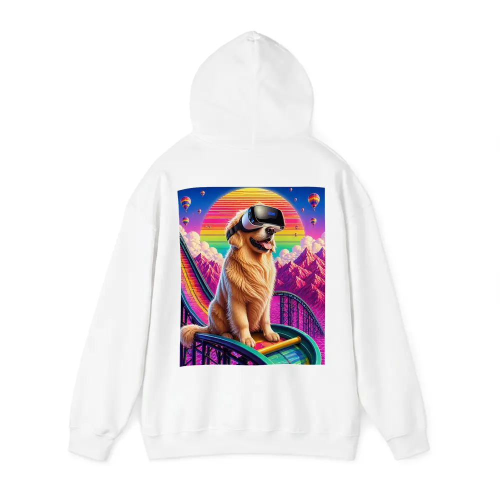 Golden Retriever VR Headset Retro Synthwave Sunset – Hoodies