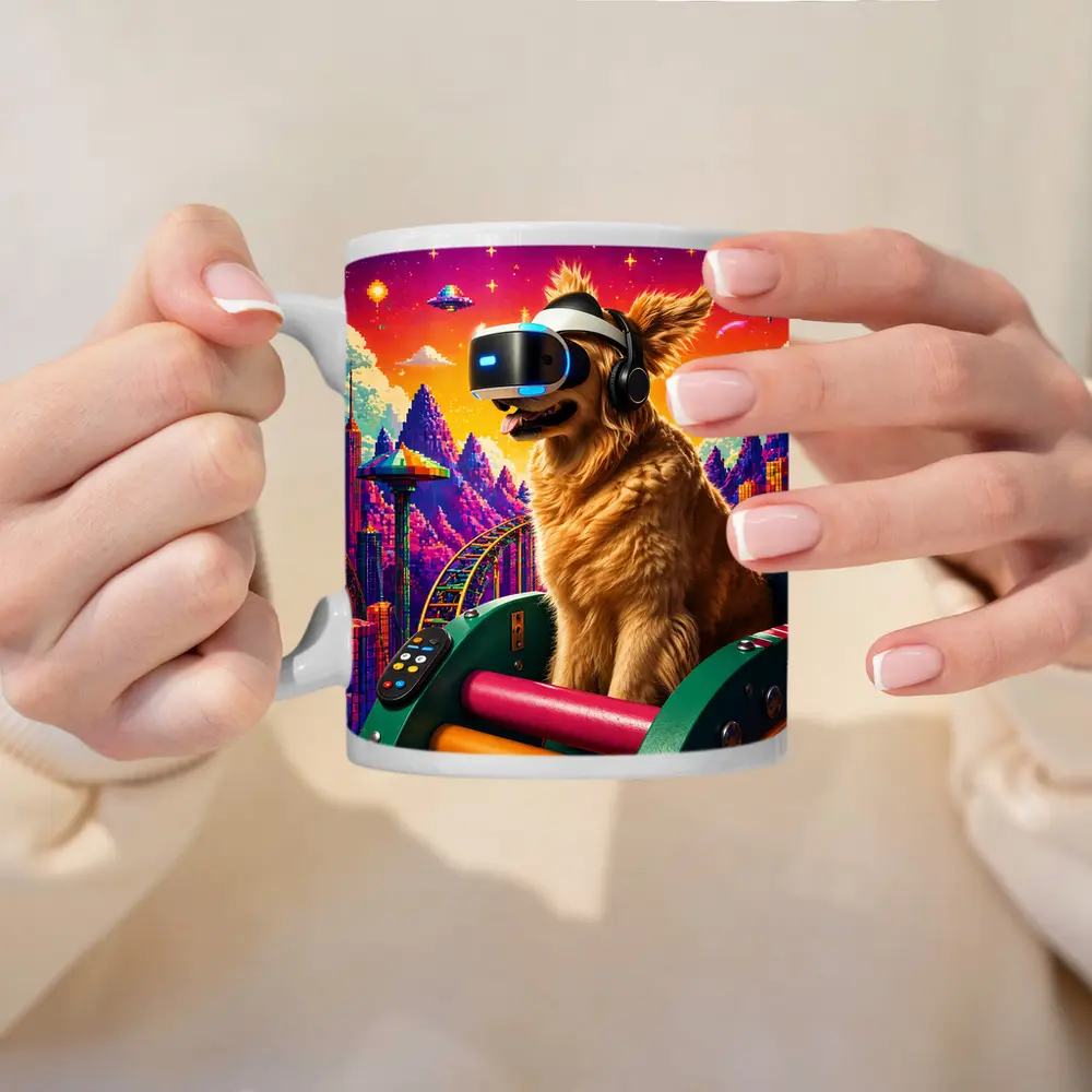 Golden Retriever VR Headset Pixel Gaming World – Mugs
